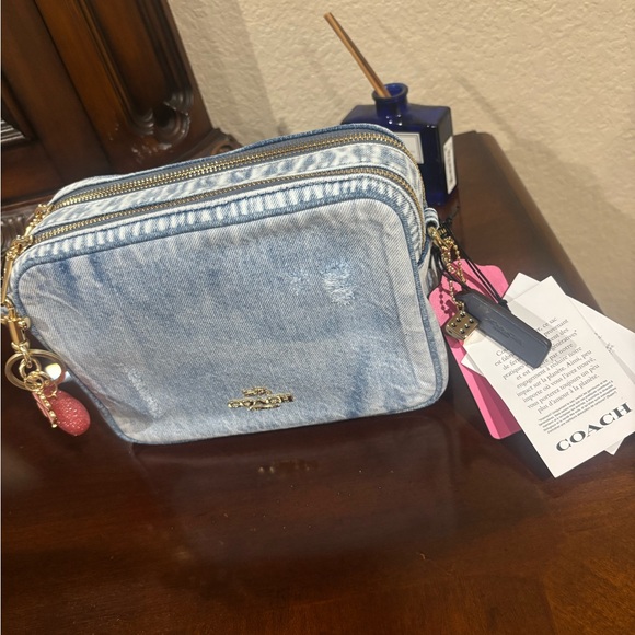 Coach Denim Blue Crossbody Bag with Pink Tag - Picture 6 of 9